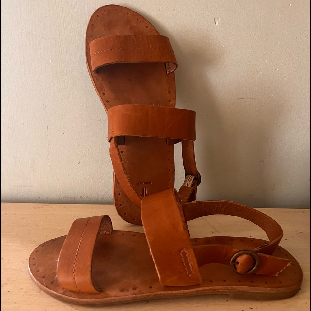 Frye Ally Band Sling Cognac Leather Sandals Women’s 7 Pre-owned